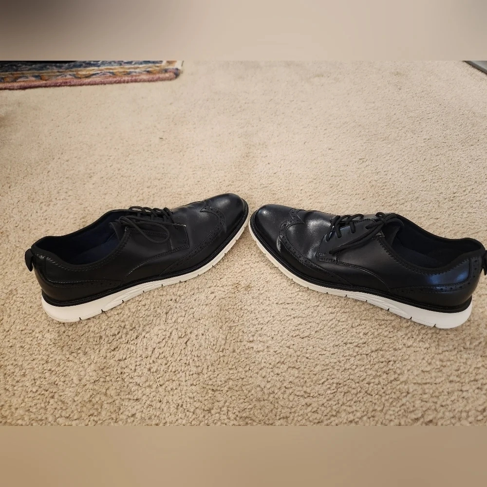 Cestfini Black Casual Dress Shoes Men Size 12 Laced‎ Oxford Faux Leather